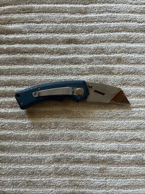 Vintage Gerber Blue Folding Utility Knife with Pocket Clip